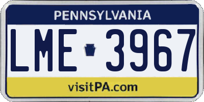 PA license plate LME3967