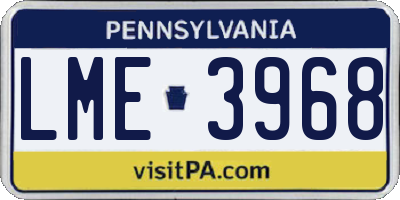 PA license plate LME3968