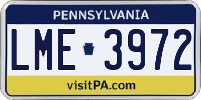 PA license plate LME3972
