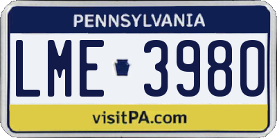 PA license plate LME3980