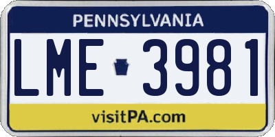 PA license plate LME3981