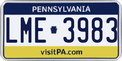 PA license plate LME3983