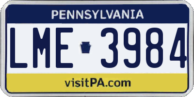 PA license plate LME3984
