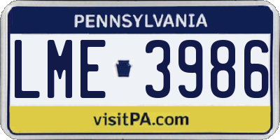 PA license plate LME3986