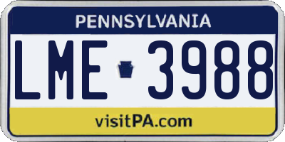 PA license plate LME3988