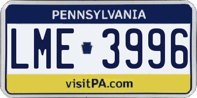PA license plate LME3996