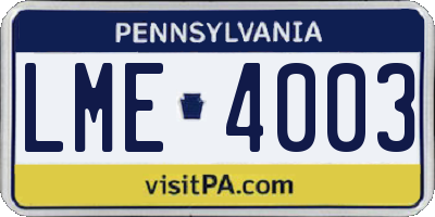 PA license plate LME4003