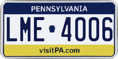 PA license plate LME4006