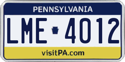 PA license plate LME4012