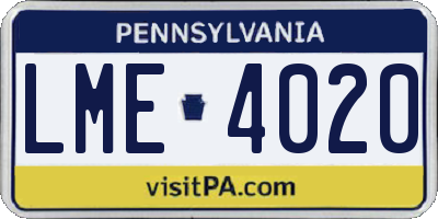 PA license plate LME4020