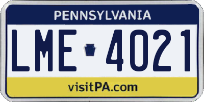 PA license plate LME4021