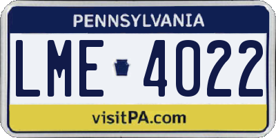 PA license plate LME4022
