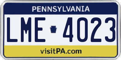 PA license plate LME4023