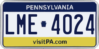 PA license plate LME4024