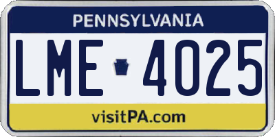 PA license plate LME4025