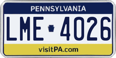 PA license plate LME4026