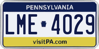 PA license plate LME4029