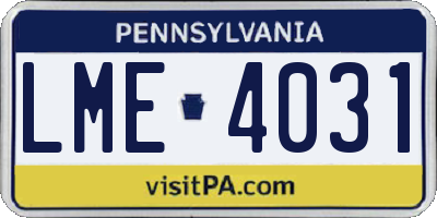 PA license plate LME4031