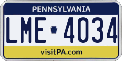 PA license plate LME4034