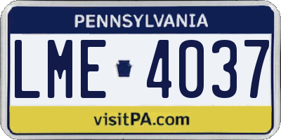 PA license plate LME4037
