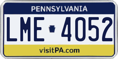 PA license plate LME4052