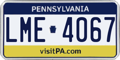 PA license plate LME4067