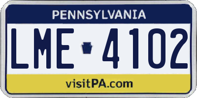 PA license plate LME4102