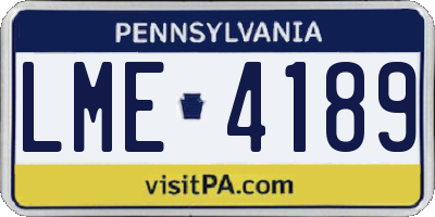 PA license plate LME4189