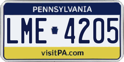 PA license plate LME4205
