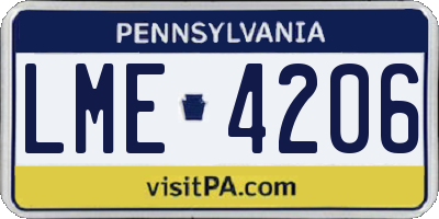 PA license plate LME4206