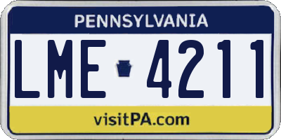 PA license plate LME4211