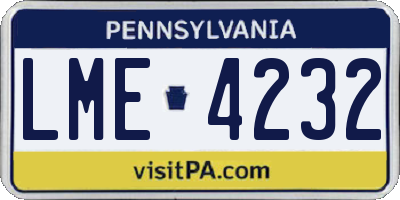 PA license plate LME4232