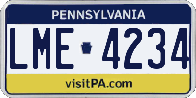 PA license plate LME4234