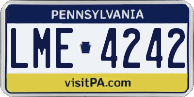 PA license plate LME4242