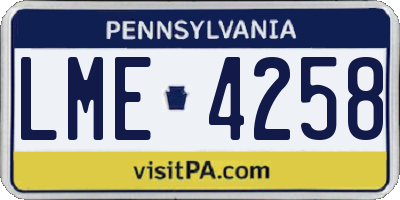 PA license plate LME4258