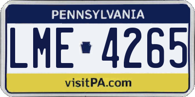 PA license plate LME4265