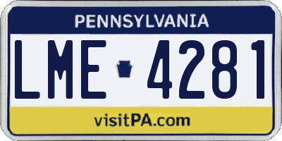 PA license plate LME4281