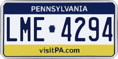 PA license plate LME4294