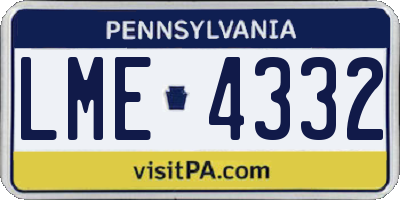 PA license plate LME4332