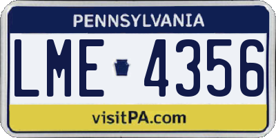 PA license plate LME4356