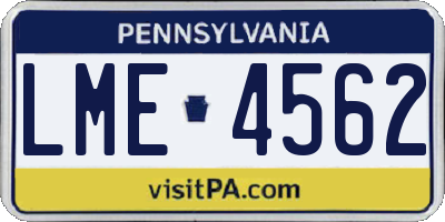 PA license plate LME4562