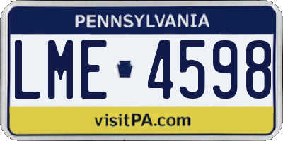 PA license plate LME4598
