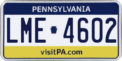 PA license plate LME4602