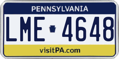 PA license plate LME4648