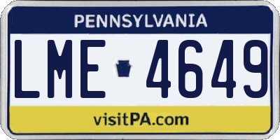 PA license plate LME4649