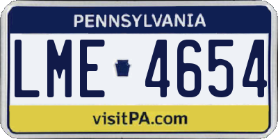 PA license plate LME4654