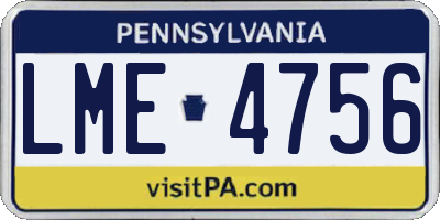 PA license plate LME4756