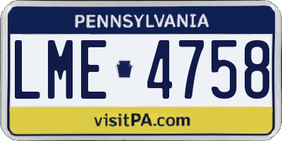 PA license plate LME4758