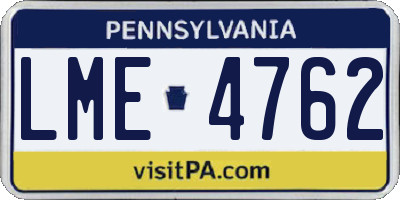 PA license plate LME4762