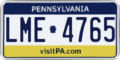 PA license plate LME4765